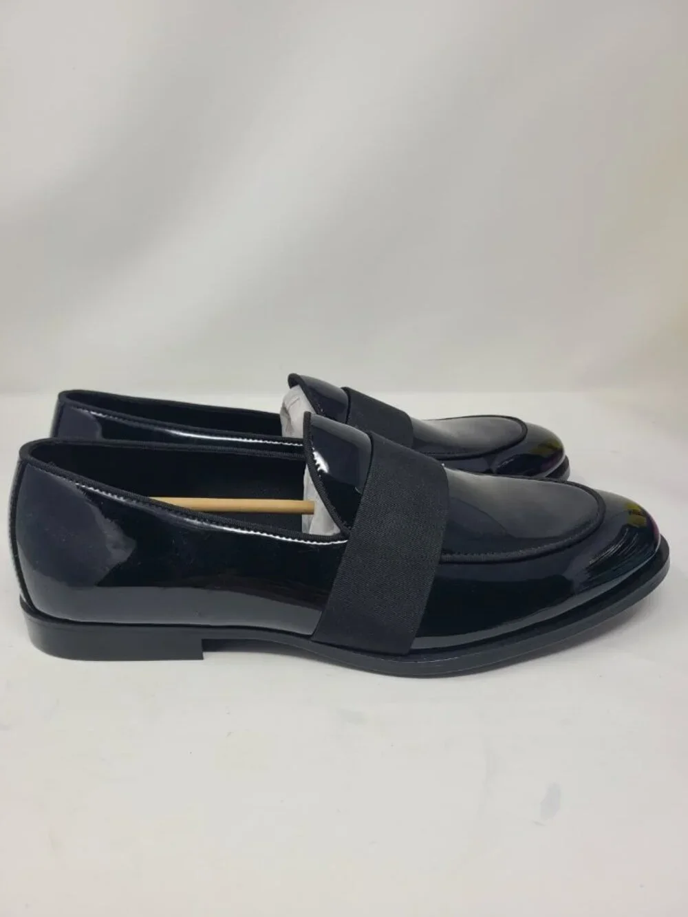 Zara Man Black Hi Shine LEATHER PENNY Slip Ons LOAFERS Size 12 2647/220